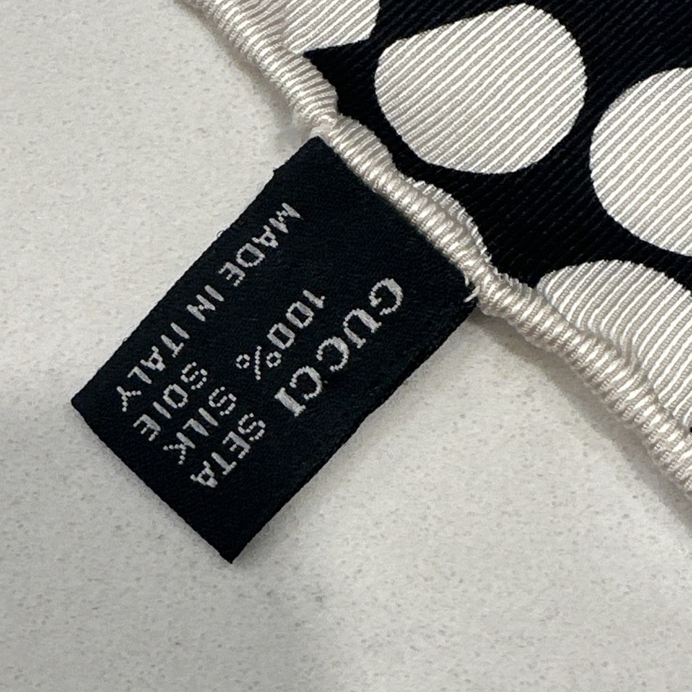 Gucci 100% Silk Scarf Classic White Black Polka Dots Italy Diamond Shape - Picture 4 of 7